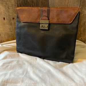 Fossil Black and Tan clutch